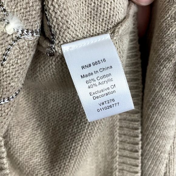 Coldwater Creek Embroidered Button Front Cardigan Sweater Beige Sz Large Holiday - Picture 14 of 14